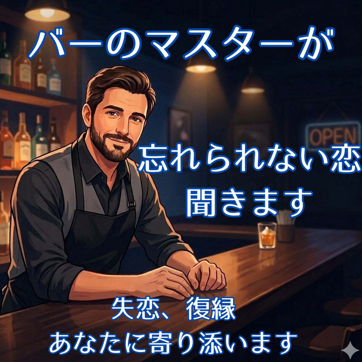 傷ついた心の止まり木に。マスターが伴走します 涙が止まらない夜。バーの椅子に座るように、お話しください。 イメージ1