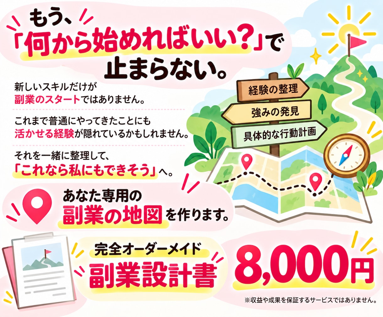 診断から行動へ|あなた専用副業実行計画作ります もう迷わない！｜経験・時間・目標から具体的な副業プランを設計 イメージ10