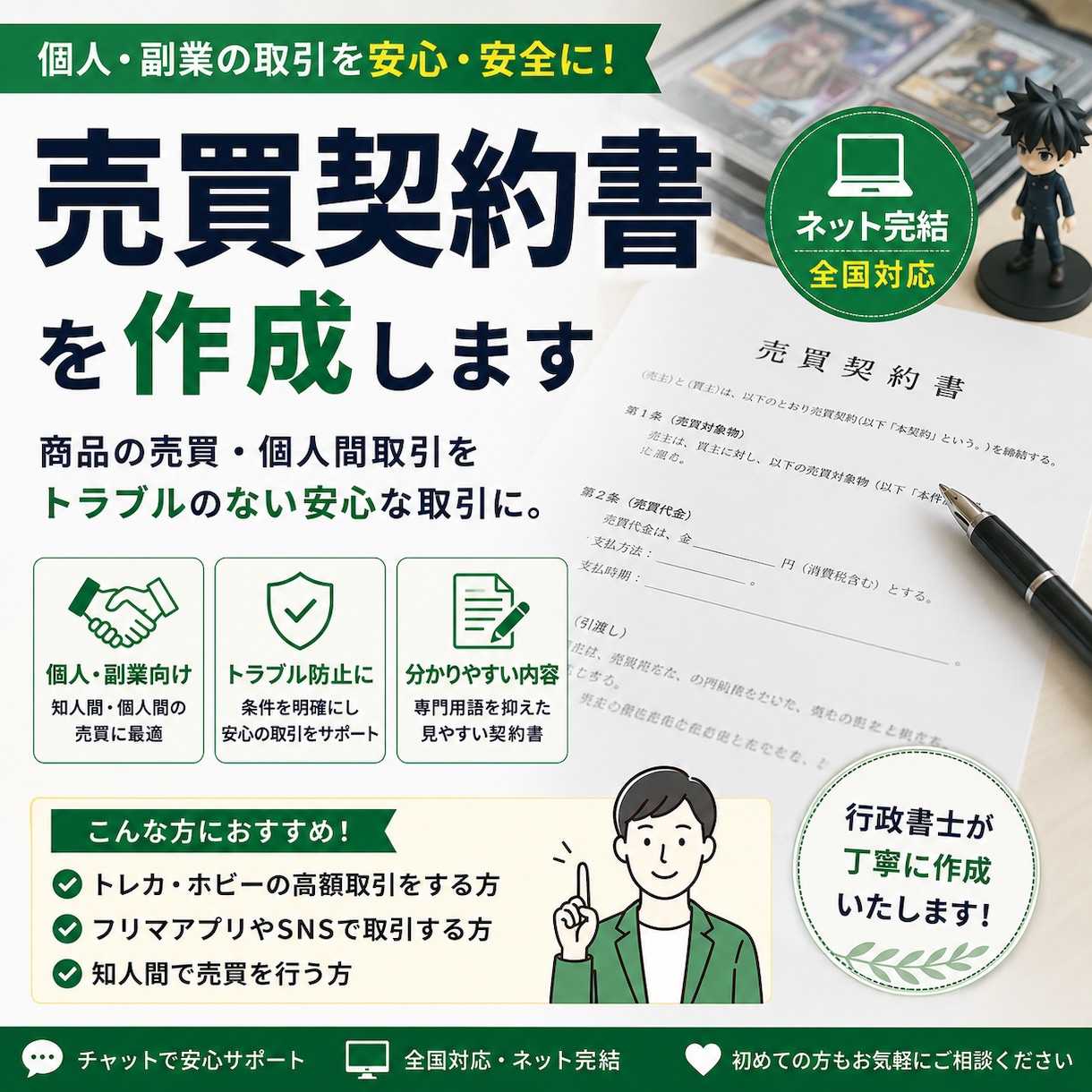 売買契約書を個人・副業向けに作成します 個人売買・ネット取引向け／全国対応 イメージ1