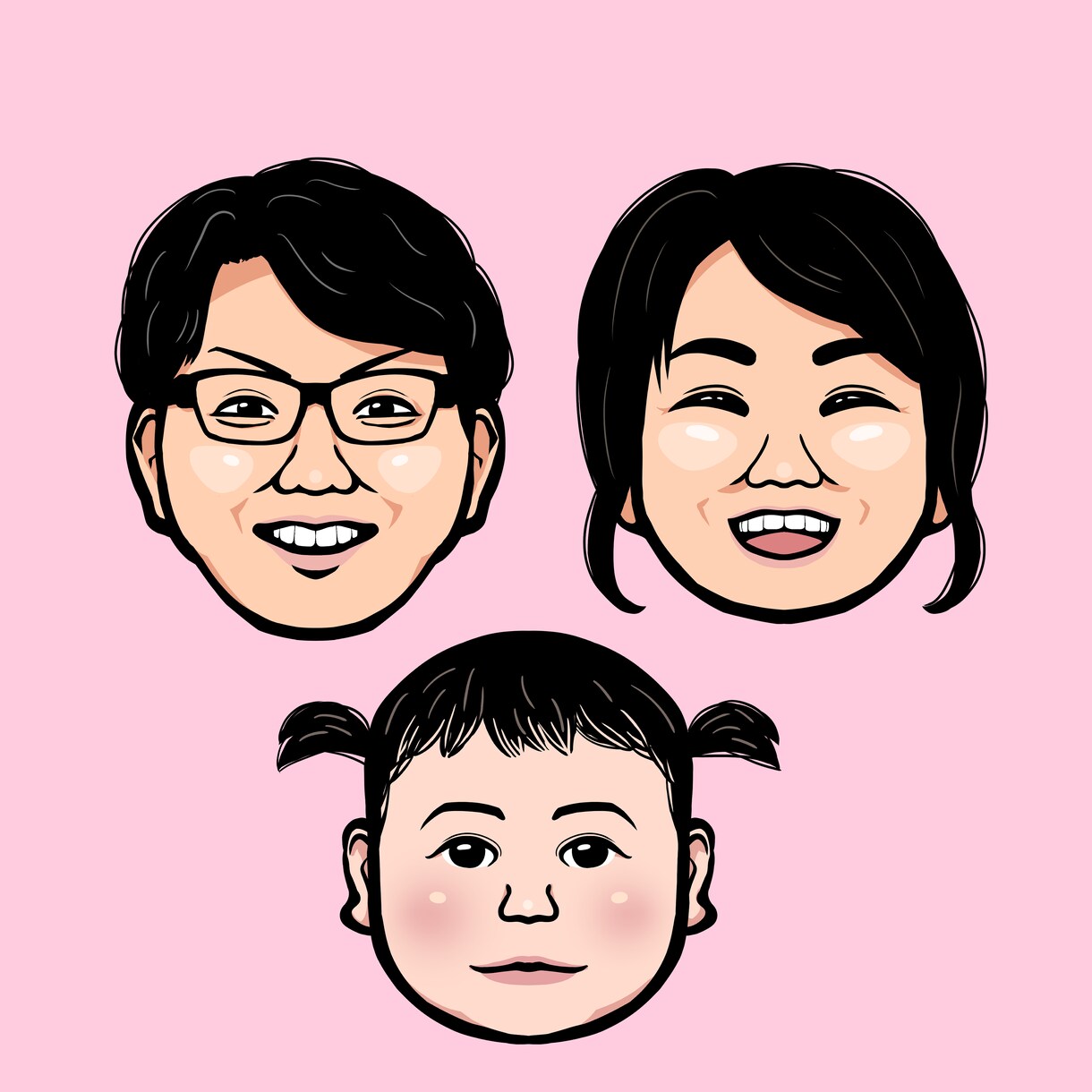 リアルめにデフォルメした似顔絵描きます クッキリした線で特徴的な似顔絵 イメージ2