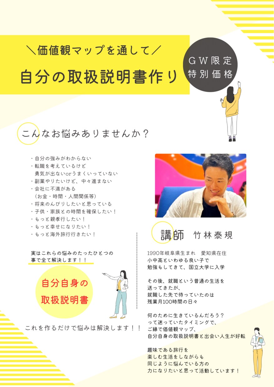 悩みの根源を解決！自分自身の取扱説明書を作ります ９割の人が知らないマル秘メソッド〜自分の事がわかる90分〜 イメージ1