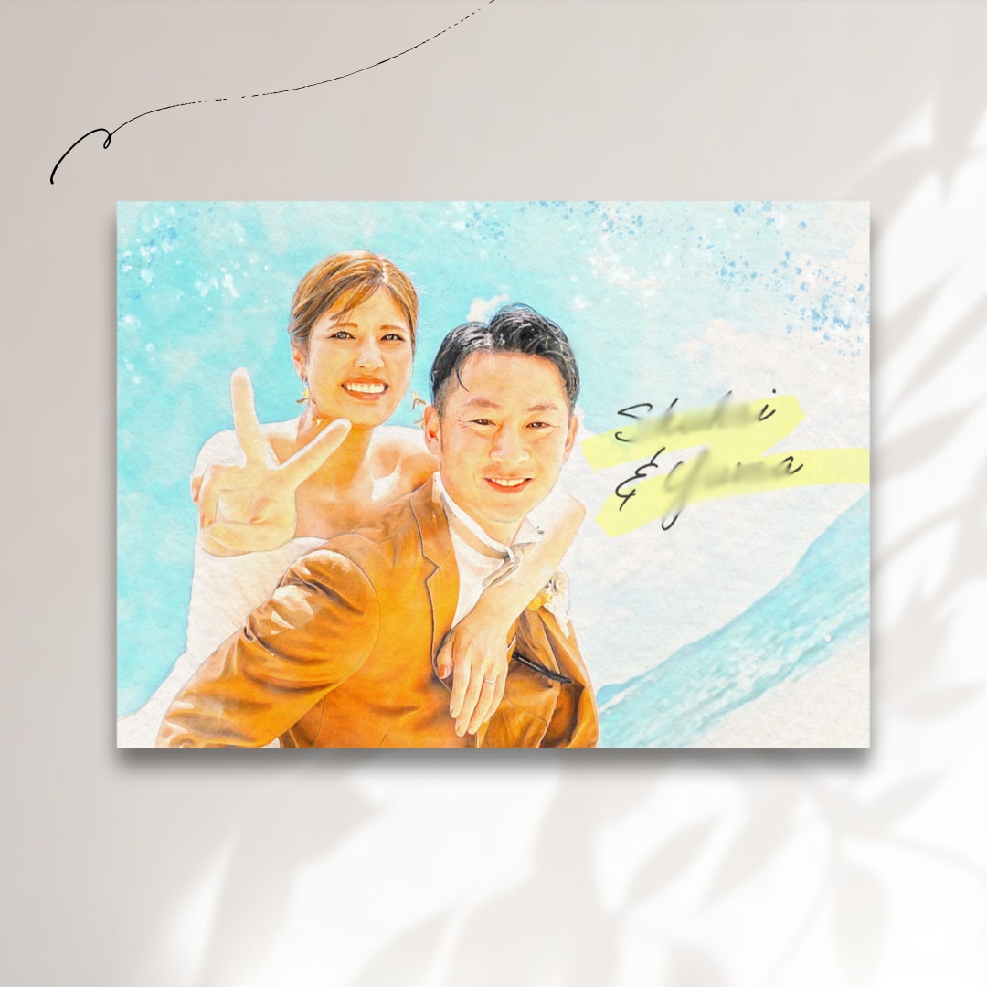 ふんわりとした水彩画風のリアル似顔絵を作成します 誕生日、ご結婚などお祝いやプレゼントに！キャンバスプリントも イメージ6