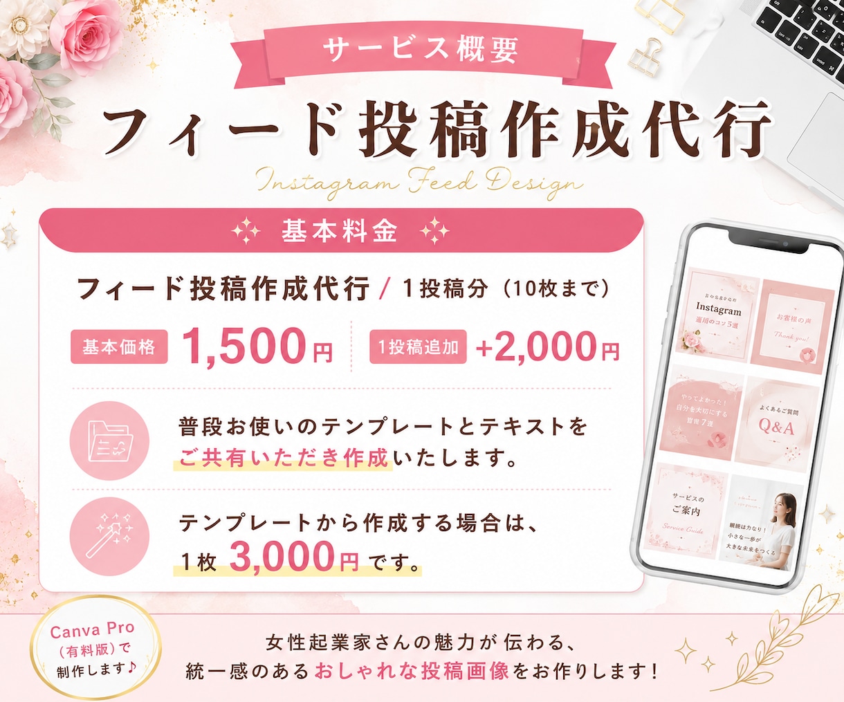 Instagramの投稿画像を制作し					ます ターゲットに刺さるフィード投稿を丁寧に作成いたします イメージ2