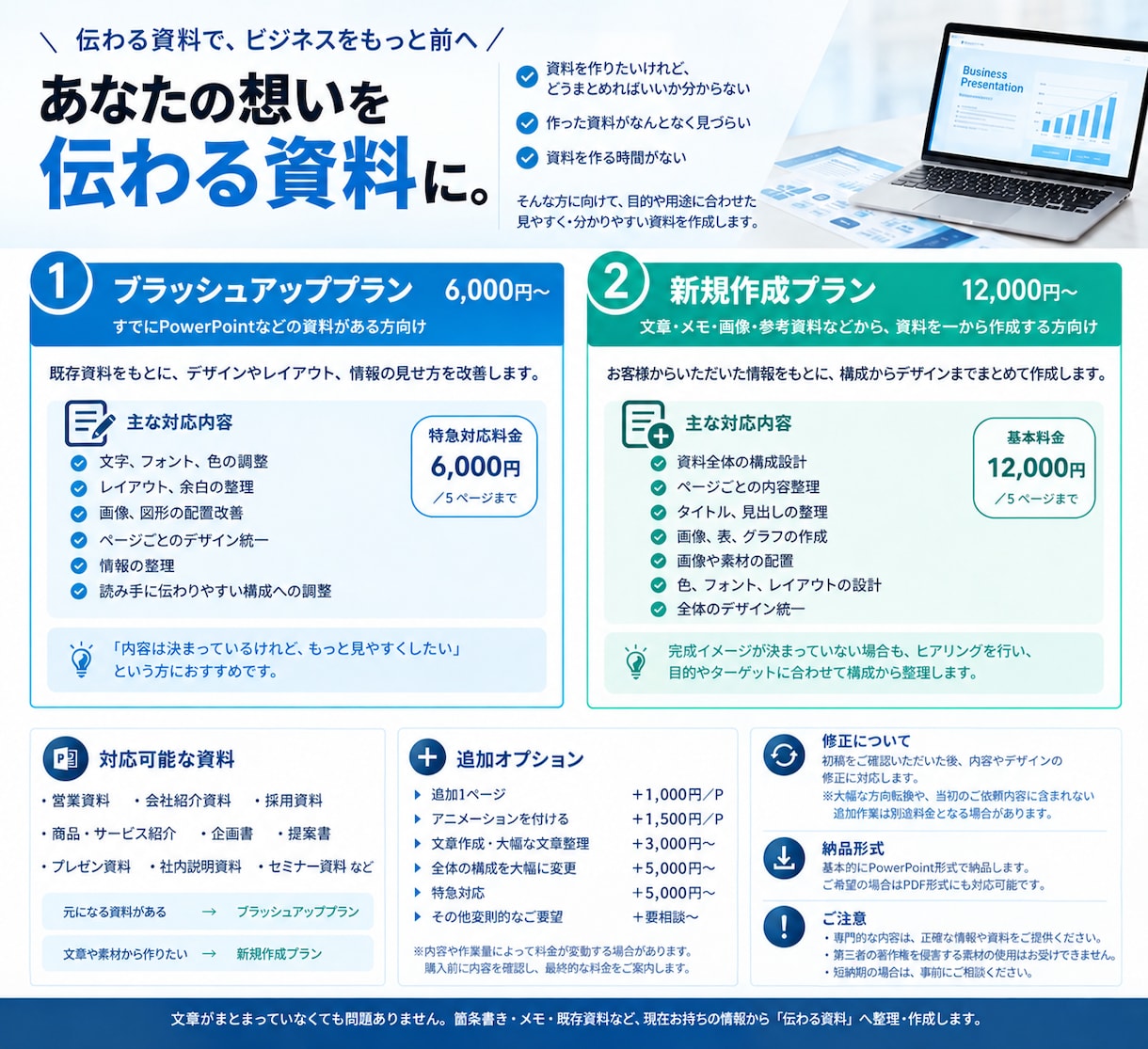 見やすさ劇的UP！伝わるプレゼン・営業資料作ります 営業・会社紹介・社内資料など幅広く対応 イメージ2