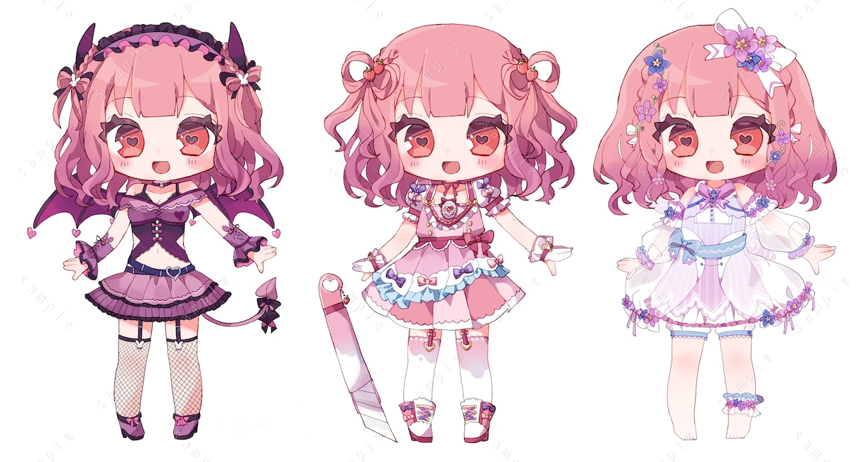 女の子のキャラクターデザイン、衣装デザイン承ります 5頭身～デフォルメ絵柄で制作いたします！ イメージ7