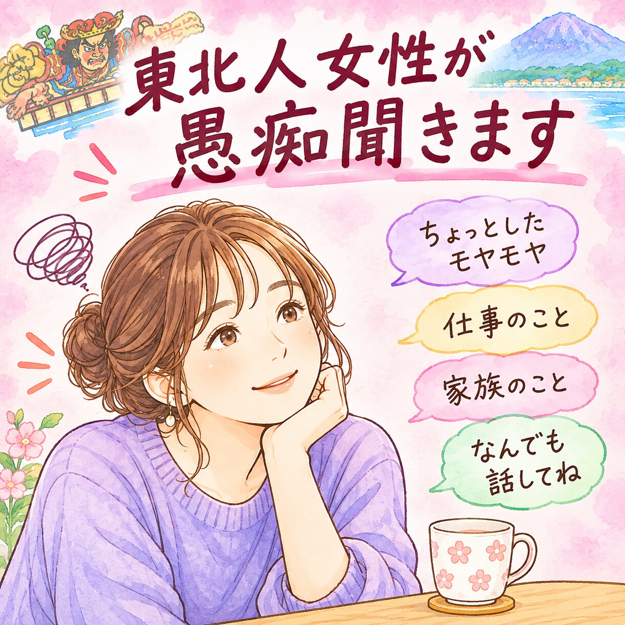 東北人がほっこりゆるっとお相手します 豊富なインタビュー経験からあなたの悩みに寄りそいます イメージ2