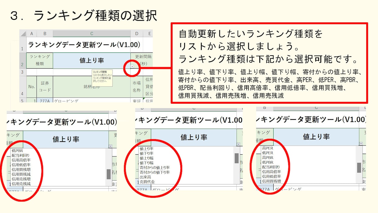 最大500銘柄の指定ランキングを自動更新します 楽天RSSを使って、作業効率化に貢献♪ イメージ4