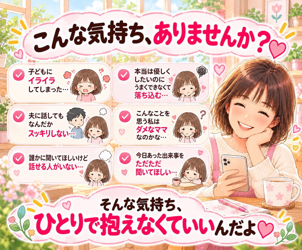 ママの愚痴や悩み、30分チャットで聞きます 4児ママが否定せず、あなたの本音に寄り添います♡ イメージ2
