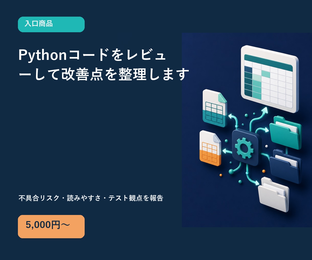Pythonコードをレビューして改善点を整理します 不具合リスク・読みやすさ・テスト観点を報告 イメージ1