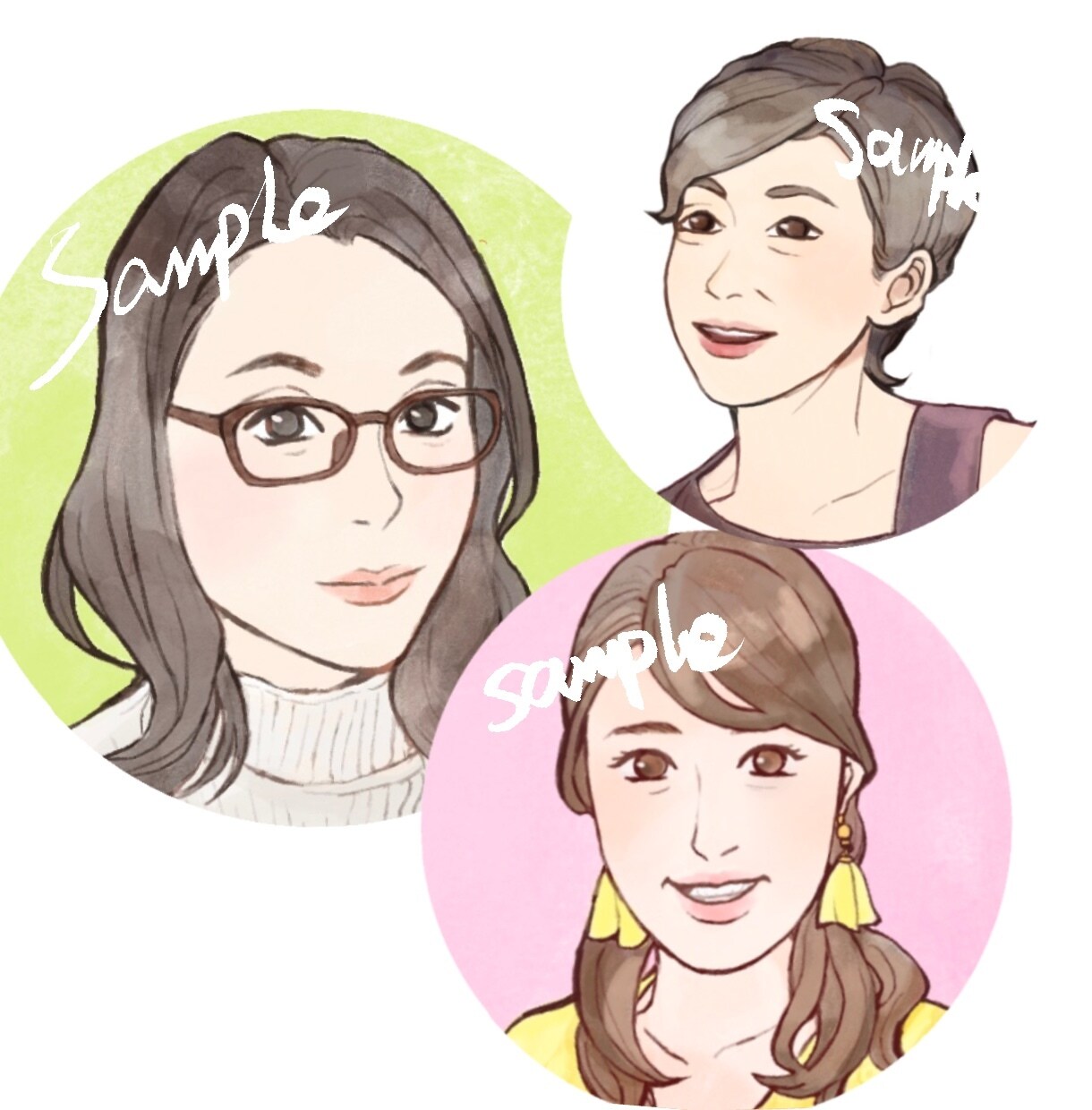 綺麗で優しい印象の似顔絵イラストを描きます 水彩テイストで優しい印象！アイコンや挿絵に イメージ5