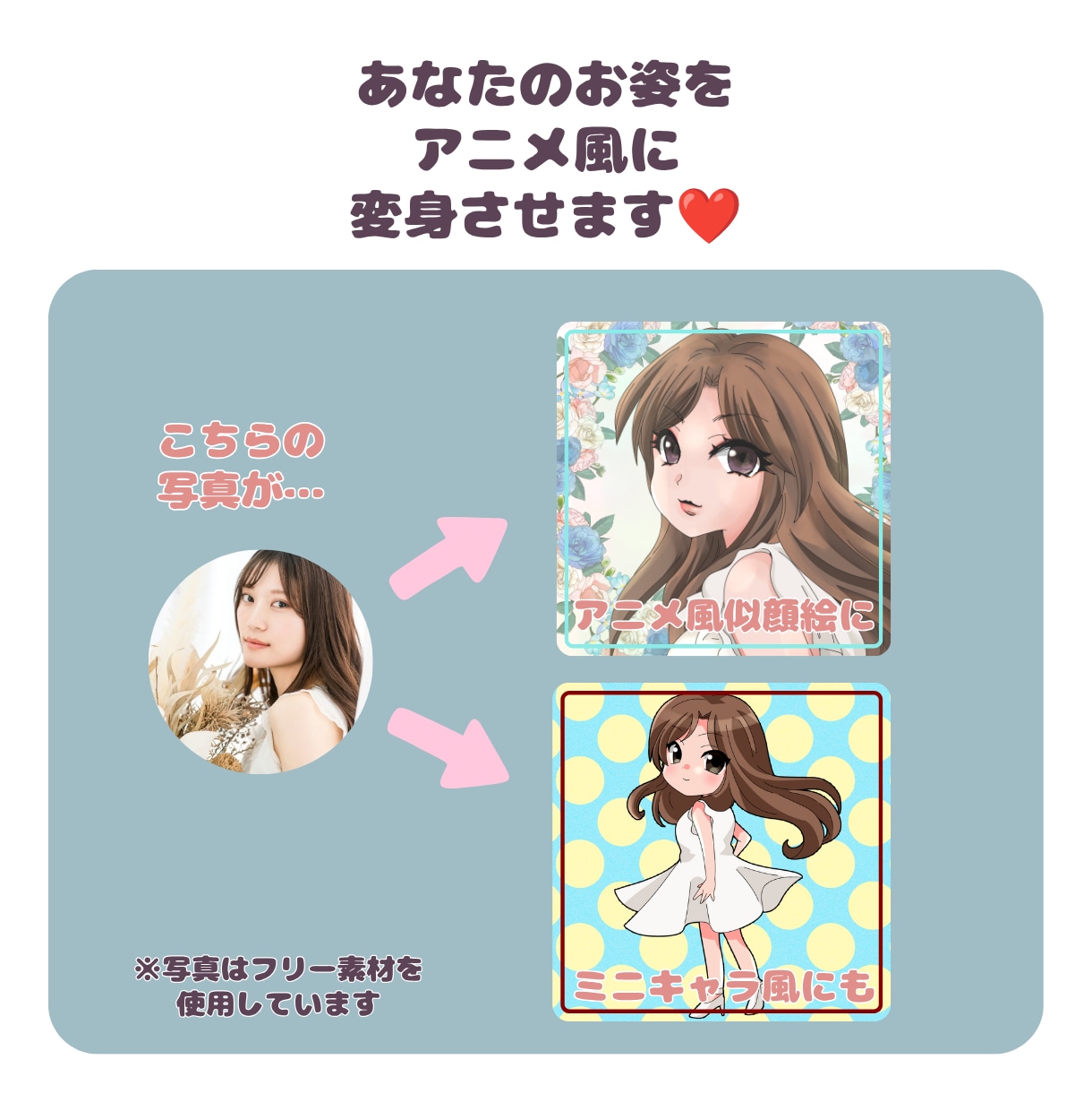 写真をアニメ風に！あなたを可愛く描きます あなたの顔が、アニメ風に劇的変身！ イメージ2