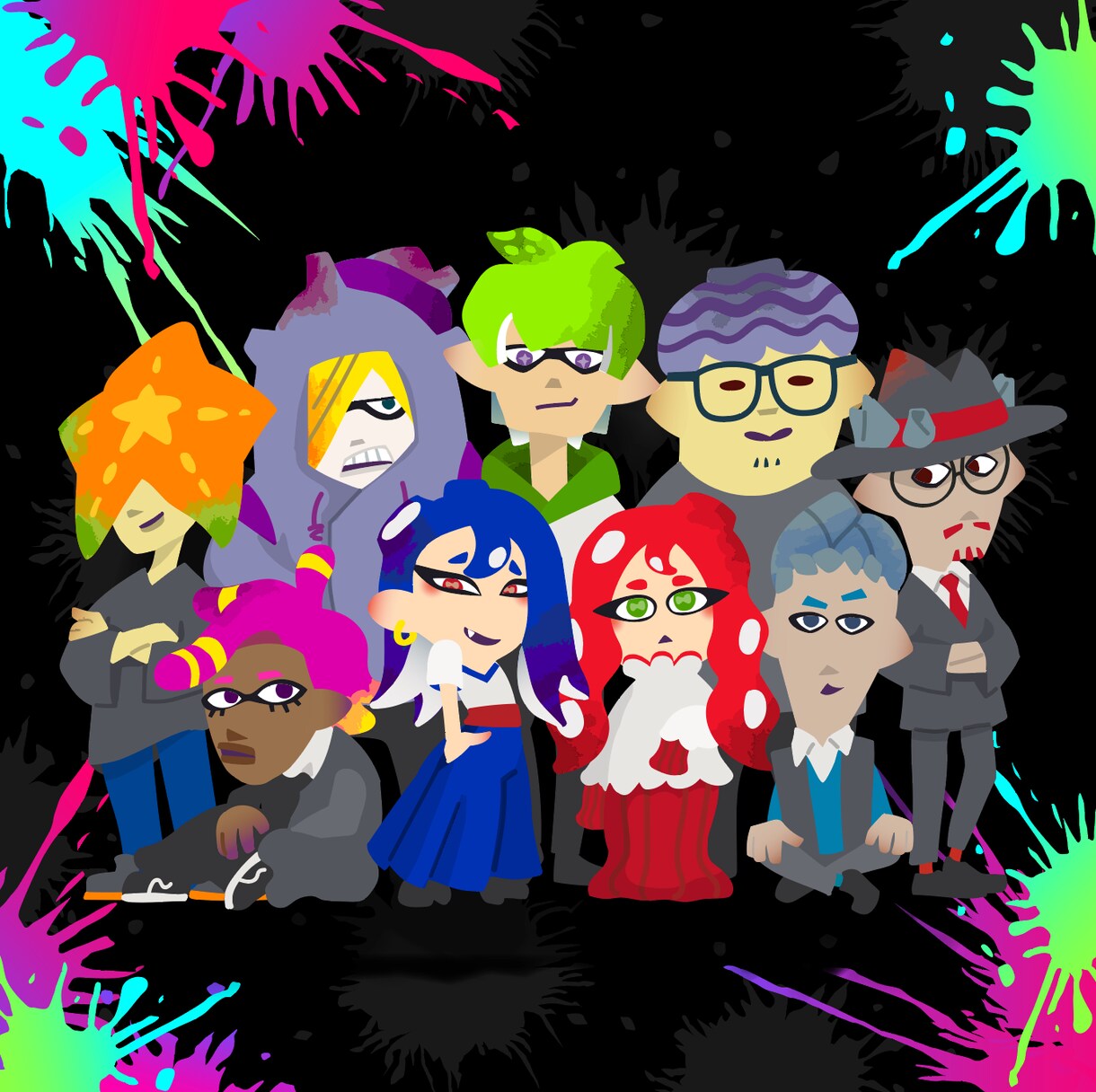スプラトゥーン風の似顔絵を描きます イカ界のバンド風なイカすキャラクター似顔絵！ イメージ1