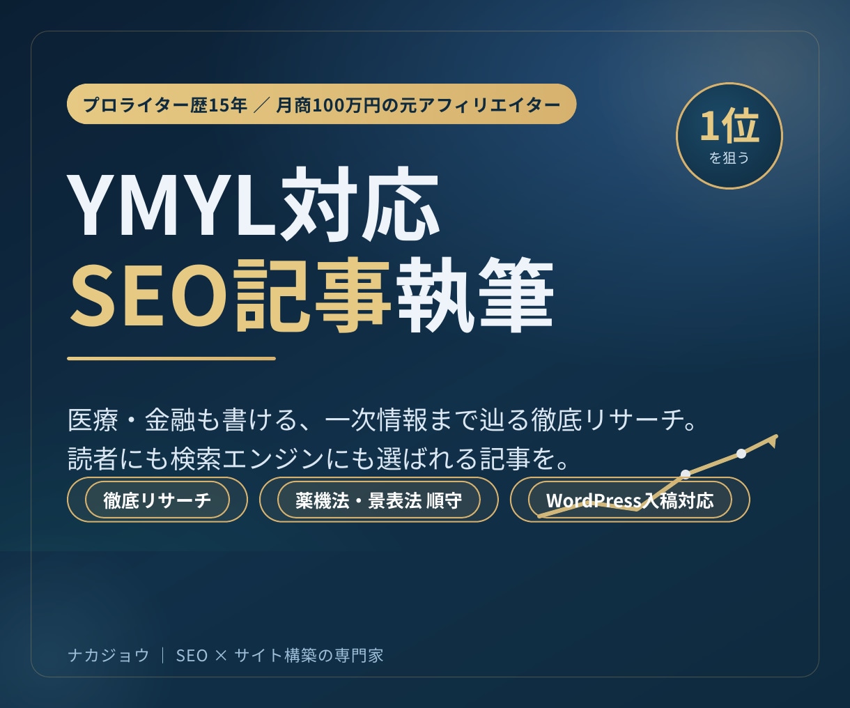 プロ歴15年がYMYL対応のSEO記事を執筆します 医療・金融も書ける150億円企業の専属プロライターが執筆 イメージ1