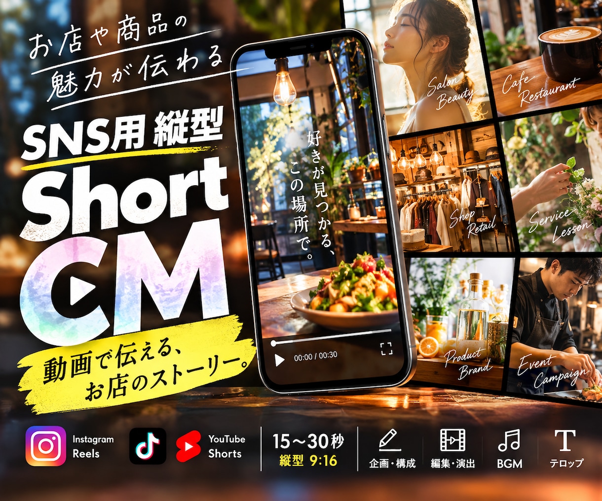 お店や商品の魅力が伝わるSNS縦型CMを制作します 「商品の魅力を短い動画で伝えたい」縦型PR動画を制作します！ イメージ1