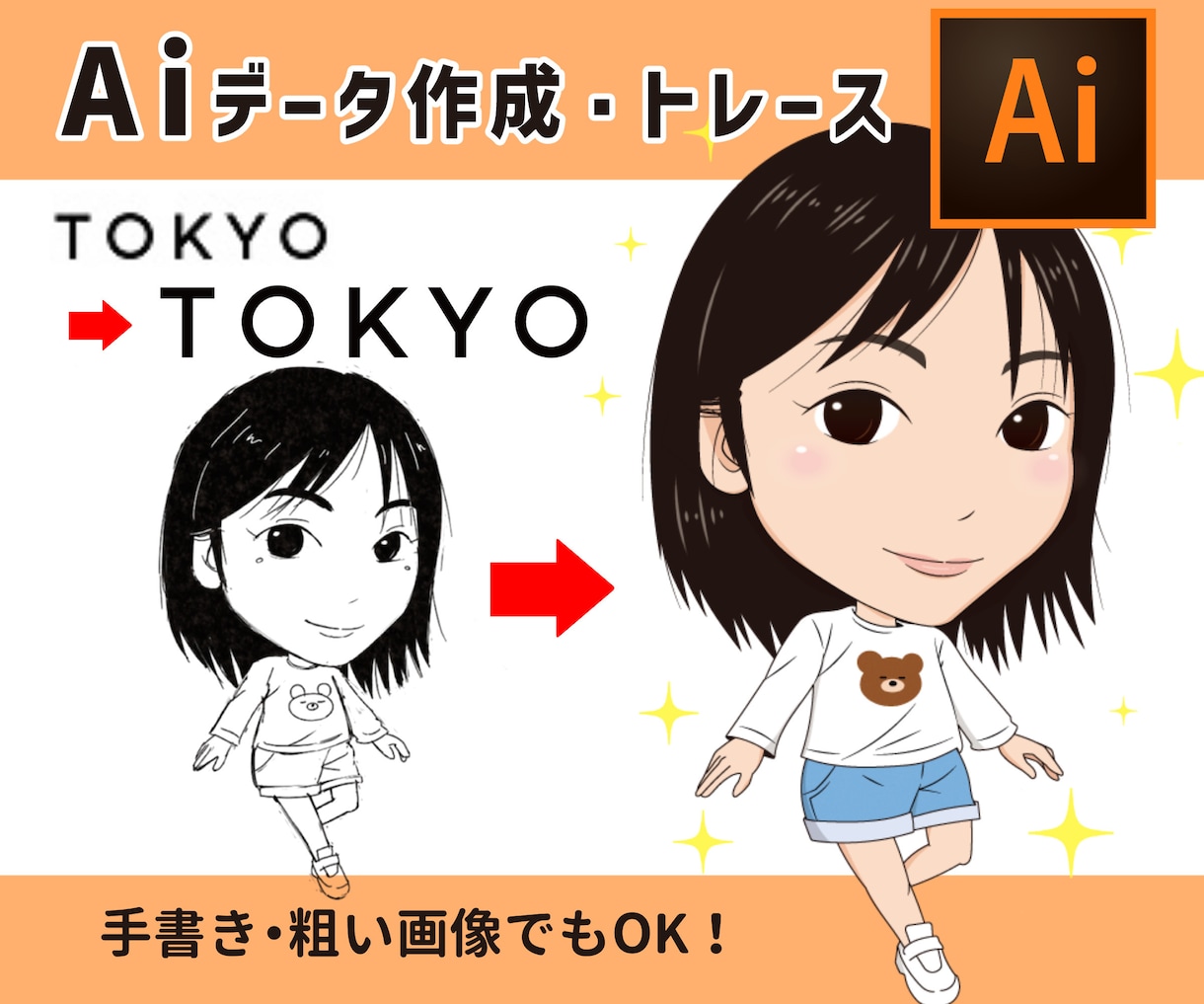 Adobe認定プロがAiデータ作成･トレースします Aiファイルの修正などもOK！丁寧に作成いたします。 イメージ1