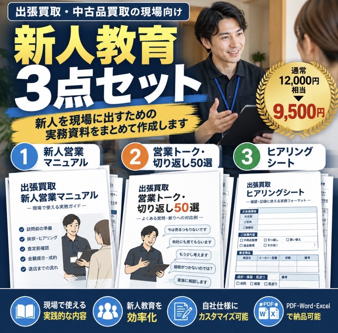 出張買取の新人教育3点セットを作成します 新人教育に必要な3つをまとめて整備 イメージ1
