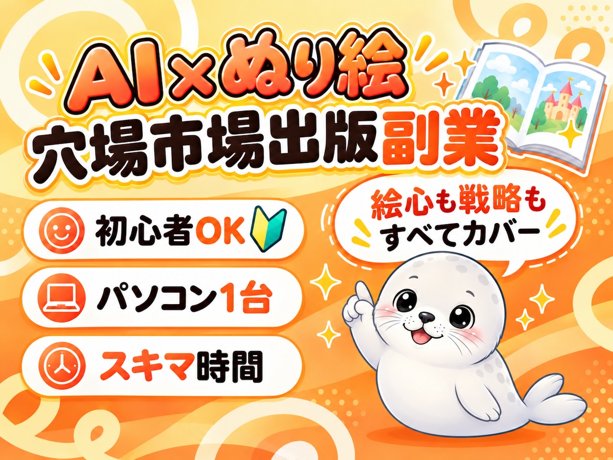 AIぬり絵を穴場市場で出版する方法を教えます 初心者でもスキマ時間でできる！｜在庫管理・発送なしで楽ちん♪ イメージ1