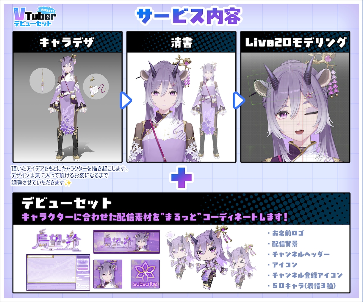 高品質！Vtuberモデル＆デビューセット作ります キャラデザ～Live2Dまで作ります！お見積のみ大歓迎です！ イメージ3