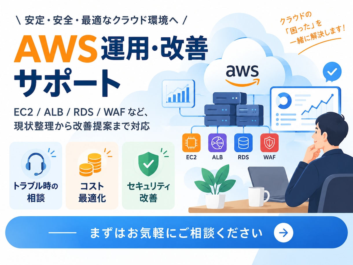 見積もり必須_AWSの保守行います システム管理者が居ない等の困った状況を解決します イメージ1
