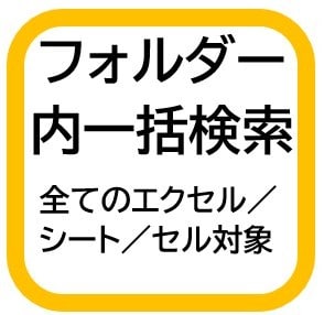 指定フォルダー内エクセル／セルを一括検索します フォルダー内全エクセル全シート全セルを対象に語句検索します イメージ1