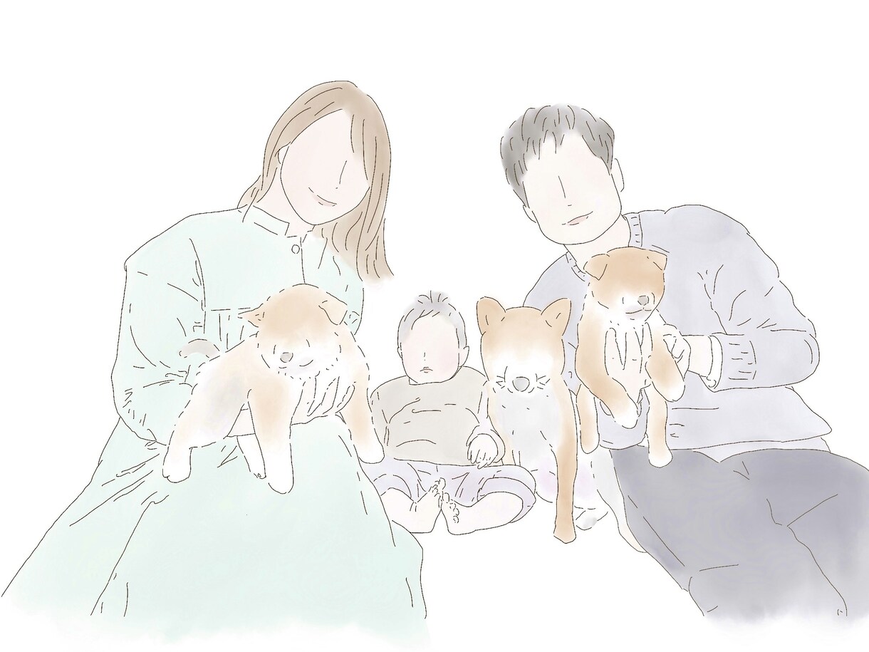 写真をもとに線画ニュアンスイラスト描きます じんわり柔らかい雰囲気に♡家族写真やウェルカムボードなど○ イメージ5
