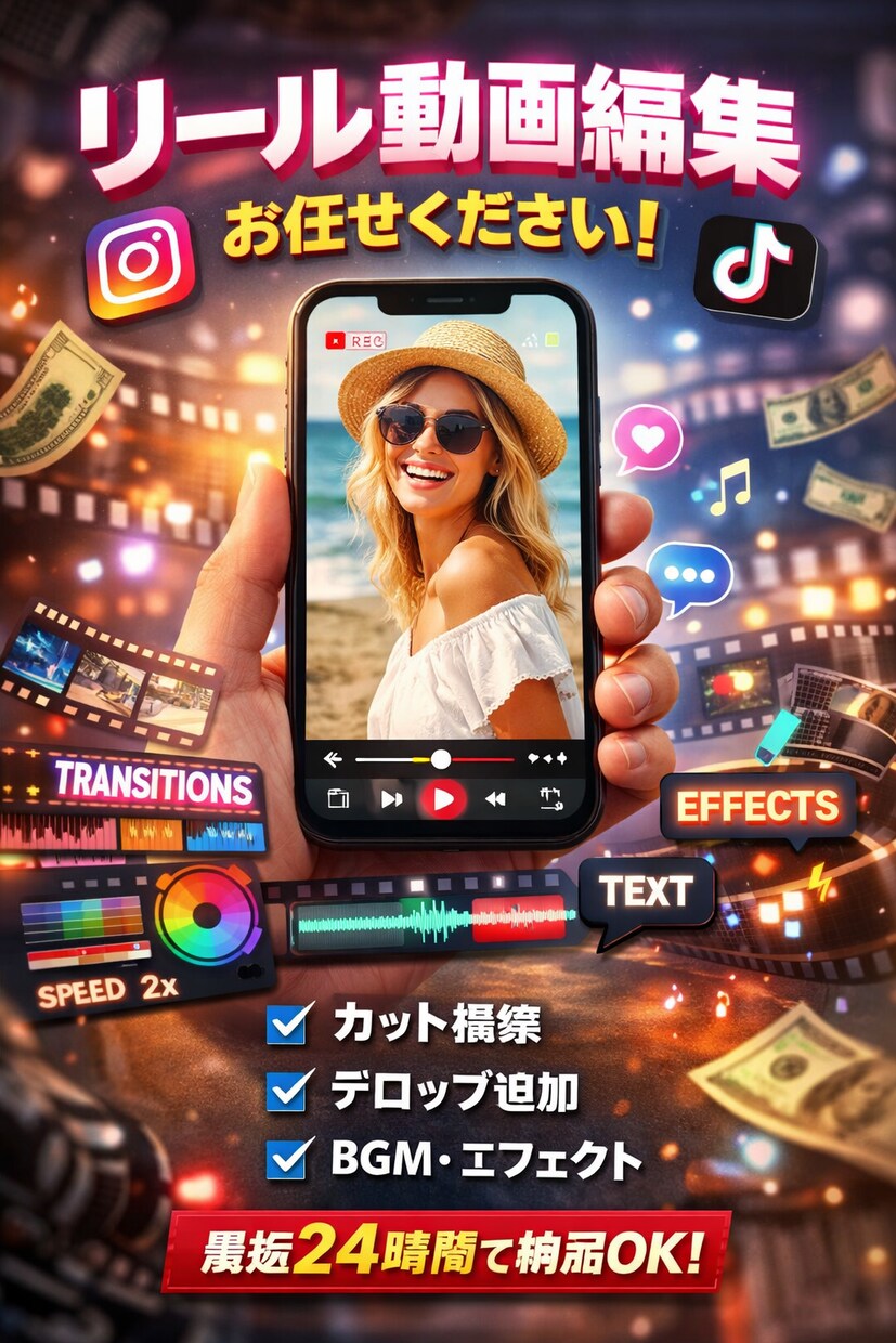 ショート動画の編集完璧に素早くこなします ショート動画の編集を任せてくれれば！完璧に行います！ イメージ1
