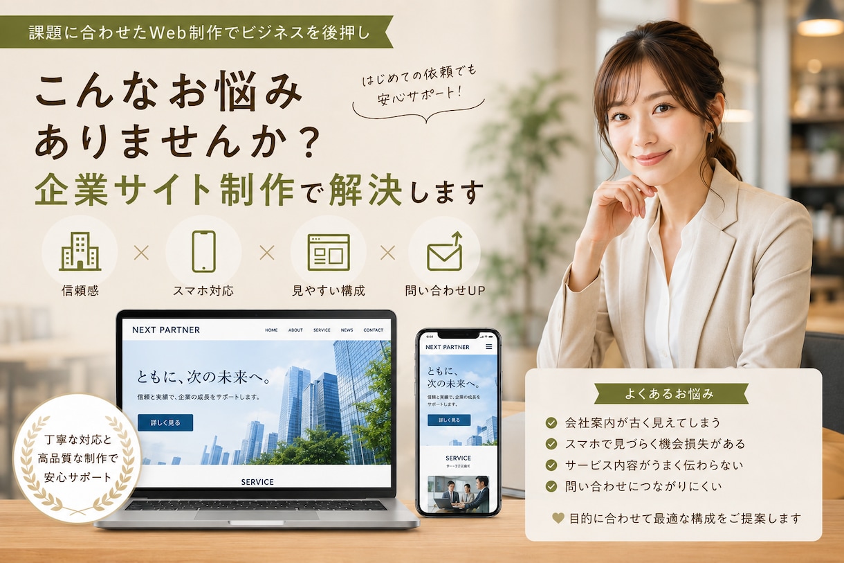 企業向けホームページを丁寧に制作します 信頼感と集客を意識した企業サイトを制作します イメージ4