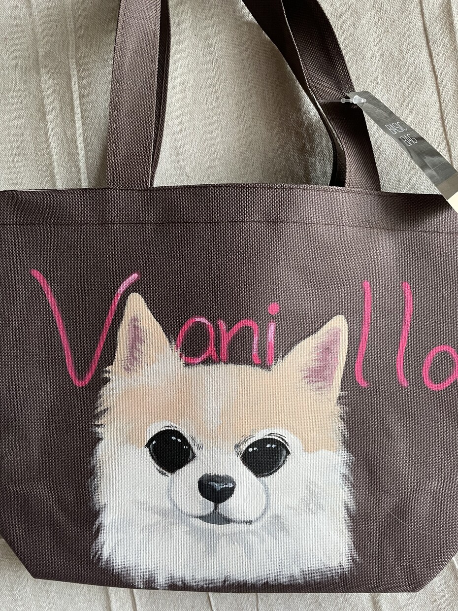 わんこの似顔絵お散歩トートバッグをつくります 愛犬のお名前入りトートバッグでお散歩が3倍楽しくなるかも イメージ3