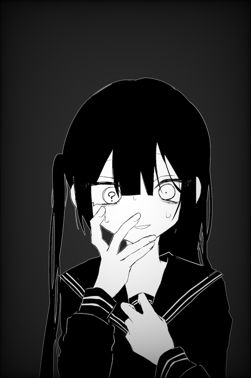 白黒動画イラスト、SNSアイコン作成します 最短即日納品可！病み感のある仄暗いイラストを白黒で作成します イメージ1