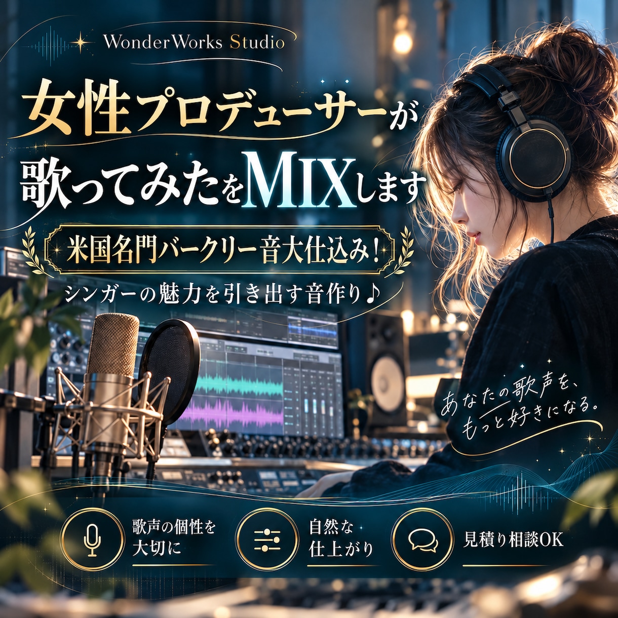 女性プロデューサーが歌ってみたをMIXします 名門バークリー仕込み！シンガーの魅力を引き出す音作り♪ イメージ1