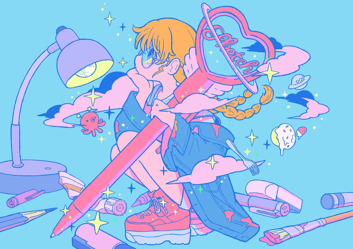 商用利用OK！ポップで可愛い一枚絵お描きします 一枚絵、ジャケット