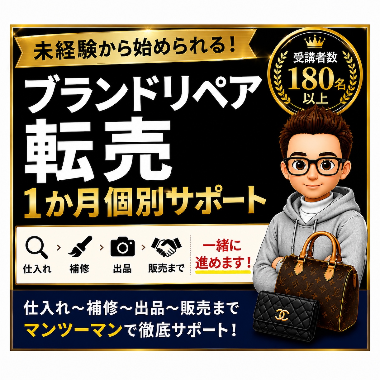 未経験からブランドリペア転売を個別サポートします 仕入れ・補修・出品・販売まで1か月個別サポート！ イメージ1