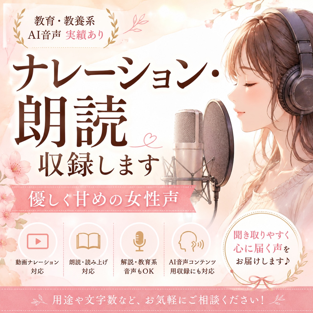 女性声　ナレーション音声を収録します 読み上げ・ナレーション承ります イメージ1