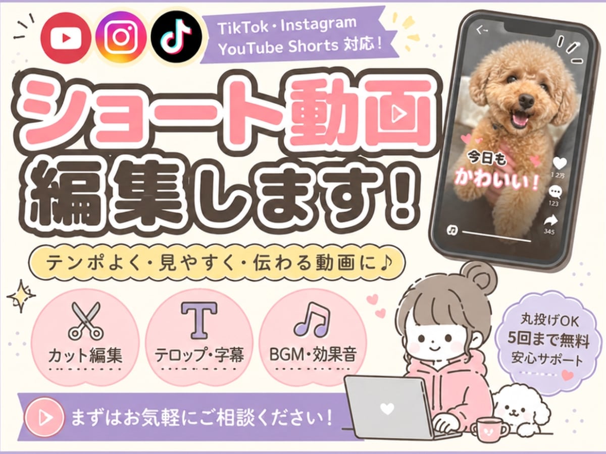 丸投げOK！ショート動画作成します 最短3日で対応！2本で3000円！医療系/美容系が得意です！ イメージ1