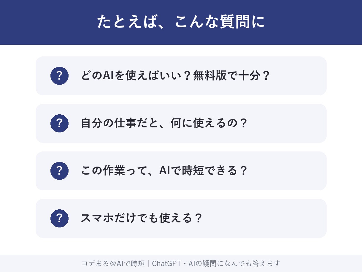ChatGPT・AIの疑問になんでも答えます 「AIで何ができる？」を7日間チャットで気軽に解消 イメージ2