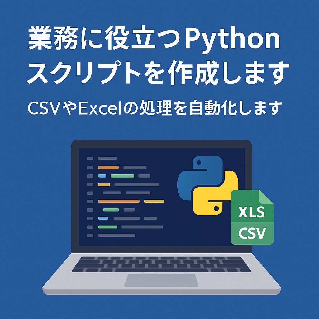 業務に役立つPythonスクリプトを作成します CSVやExcelの処理、ルーティン業務をPython自動化 イメージ1
