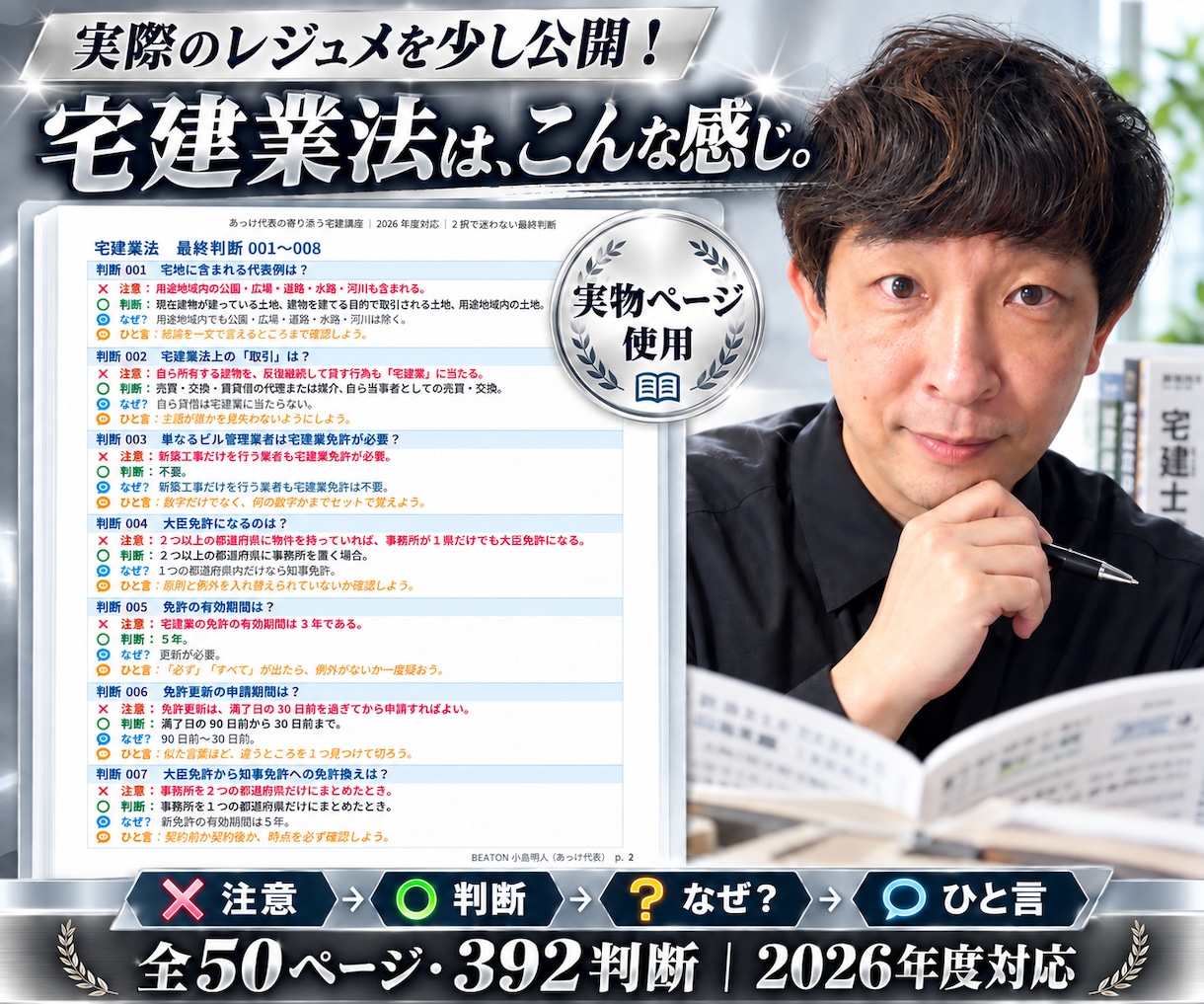宅建本試験の「最後の2択」対策教材を提供します 2択までは絞れるのに最後に外してしまう方のための392の判断 イメージ2