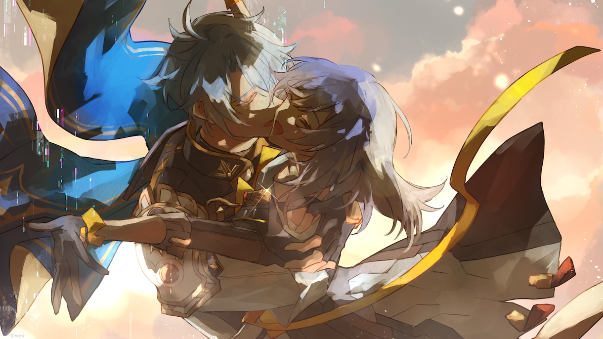 カップルイラストお描きします 素敵なシーンの一枚絵に詰込みイラストもお描きします౨ৎ ⋆｡ イメージ1