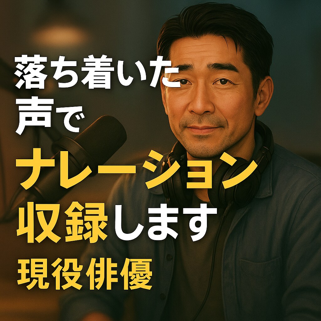 落ち着いた声でナレーション収録いたします 現役俳優が丁寧にニュアンスを整えます イメージ1