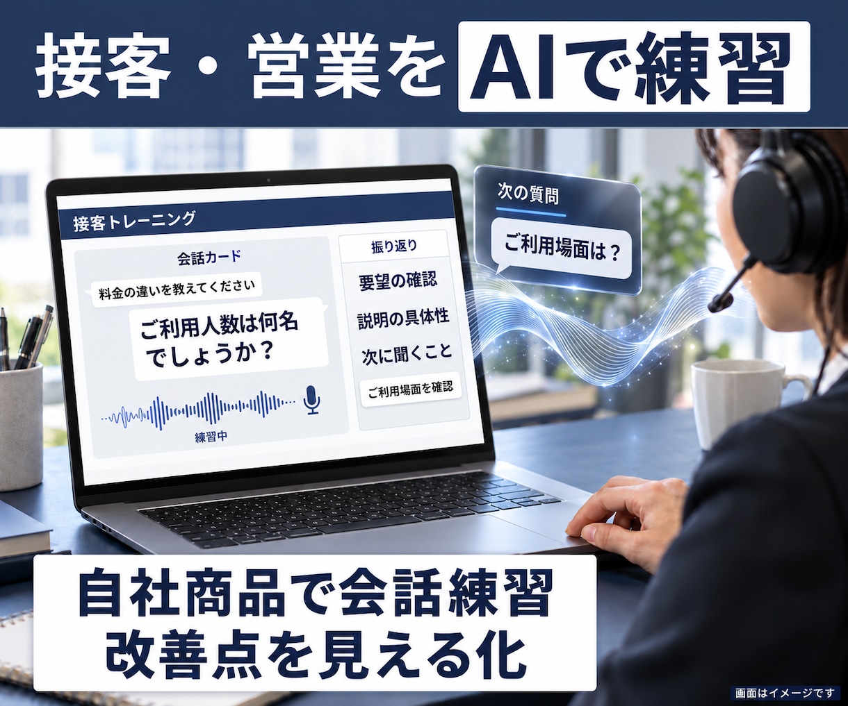 自社特化型のAIロープレシステムを構築します 顧客を再現してヒアリングの抜け漏れやトークの課題を可視化 イメージ1