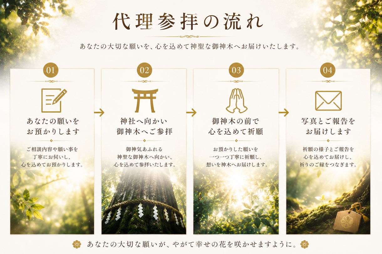樹齢千年の御神木へ願いを心を込めてお届けします 神木御神気代理参拝◆あなたの願いを神聖な御神木へお届けします イメージ4