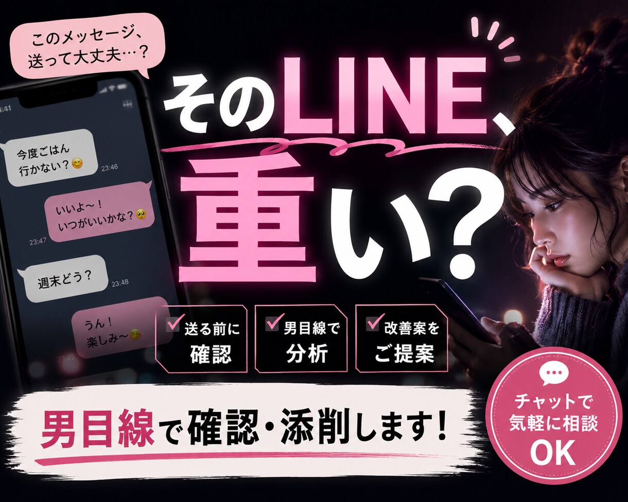 そのLINE重い？男目線で添削します 既読無視・温度差を男目線で整理します イメージ1
