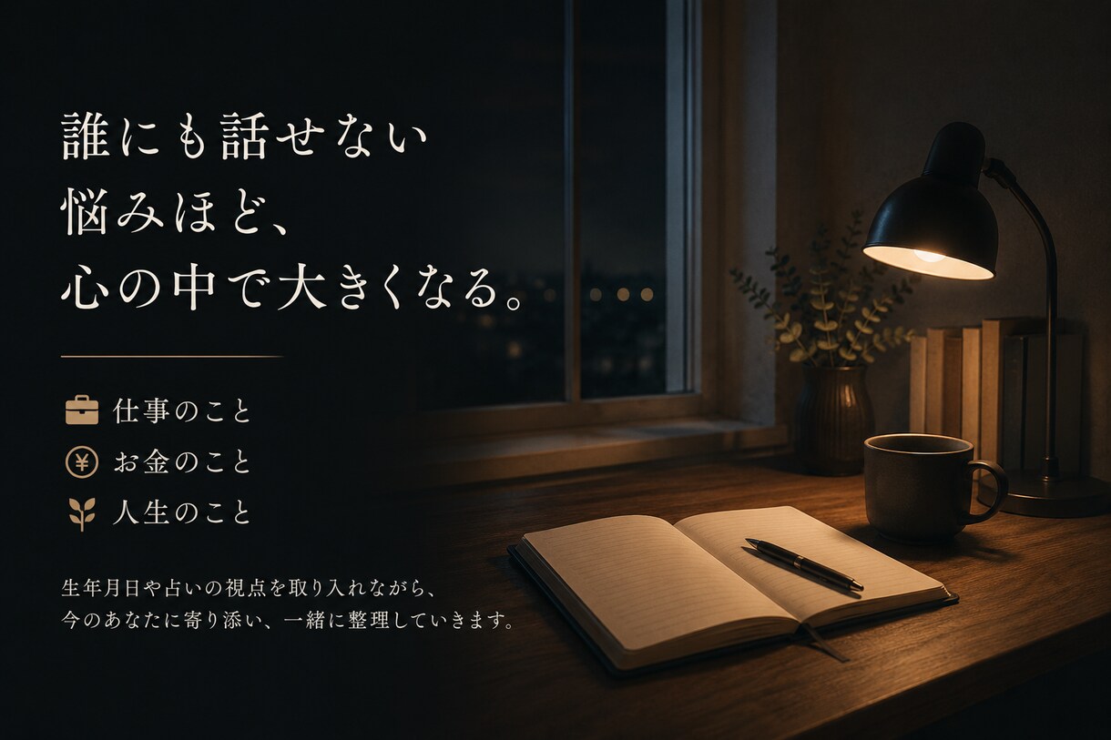 眠れない夜の不安や人生の迷いを整理します 仕事・お金・これからの人生相談に寄り添います イメージ2