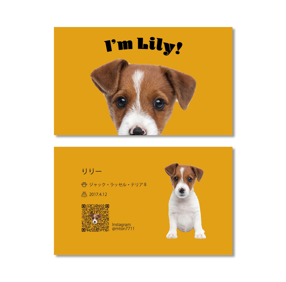 ご家族の可愛いお写真を名刺にます My fam card（マイファムカード）❺／うちの子名刺 イメージ1
