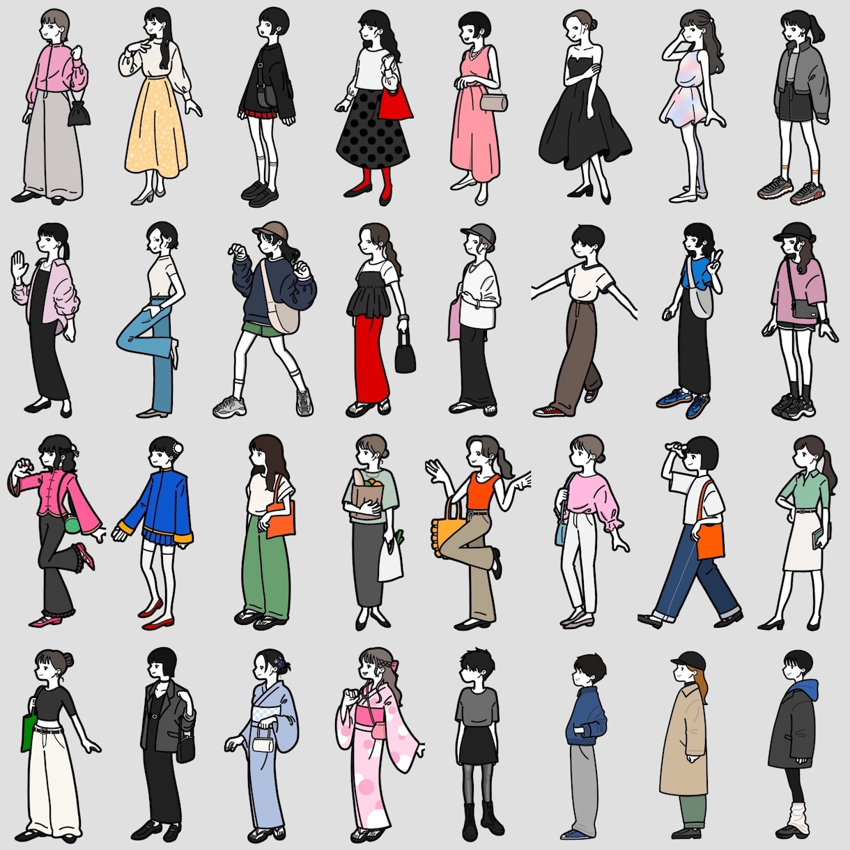 全身横顔専門！シンプル人物イラスト描きます オリジナリティあふれるアイコンはいかがですか？ イメージ1