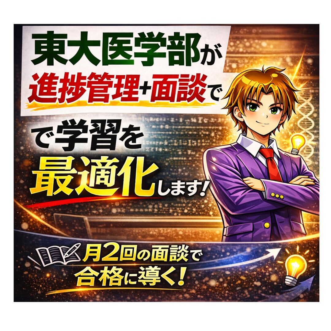 東大理Ⅲが学習の週進捗管理＋月2面談で伴走します 進捗管理と面談で学習の軌道を整えます イメージ1