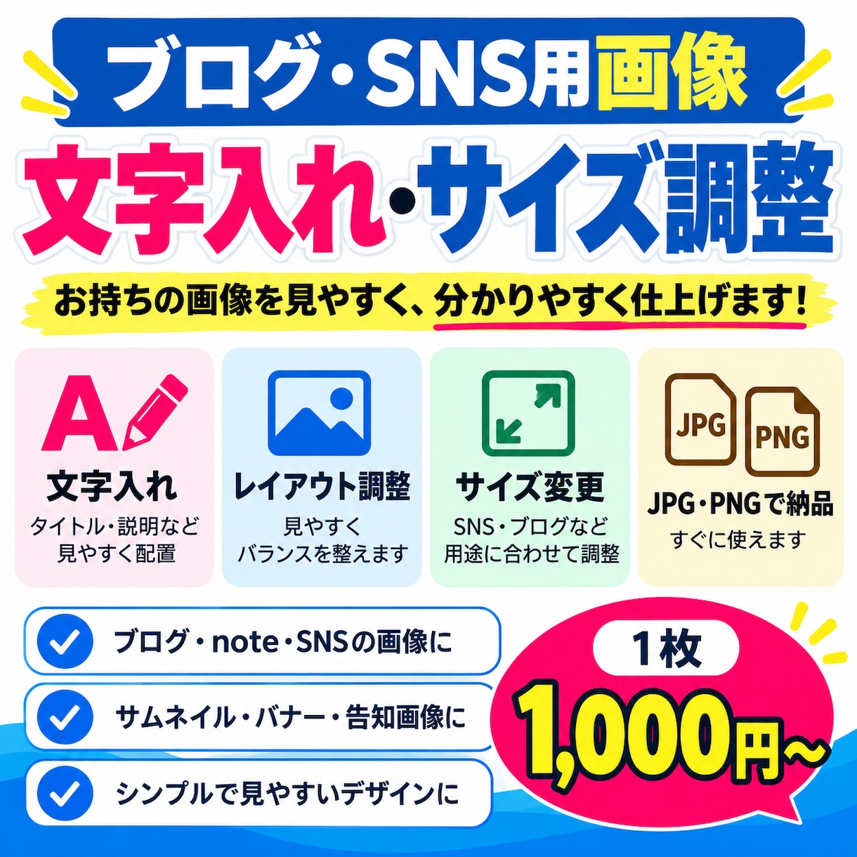 ブログ・SNS用画像を見やすく修正します お持ちの画像に文字入れ・サイズ調整をします イメージ1