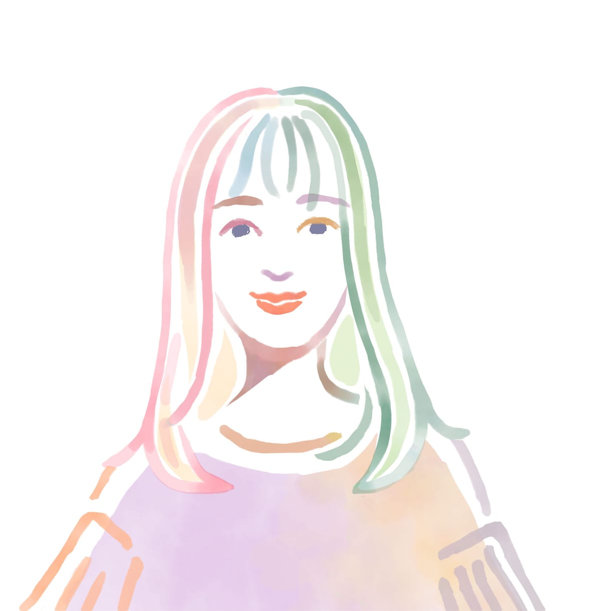 カラフルでおしゃれな水彩風似顔絵をお描きします ★手描きタッチがナチュラルでオシャレな似顔絵アイコン★ イメージ1