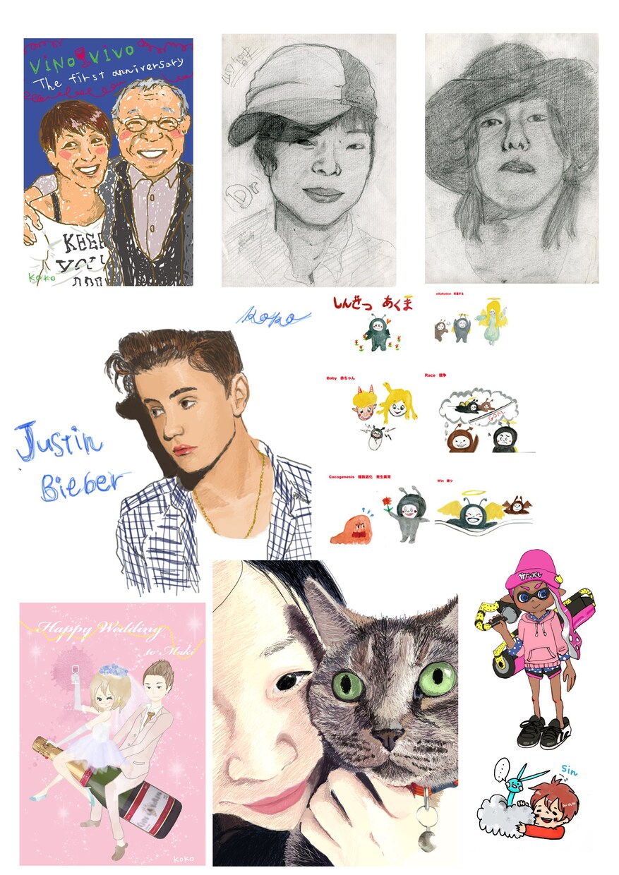 プレゼント似顔絵、自社ロゴ、デザインお絵かきします 味のあるイラストから可愛い系までできます イメージ2