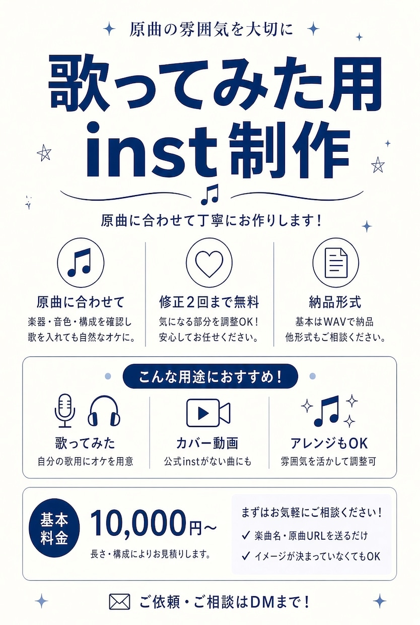 歌ってみた用のinst音源を制作します 原曲の雰囲気に合わせて丁寧に制作します！アレンジもOK！ イメージ2